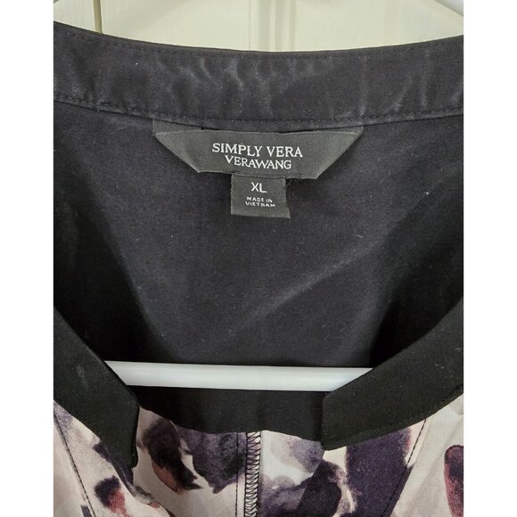 Simply Vera Wang Size XL Fit & Flare Shirt Dress Full Button Purple Floral Belt - Picture 4 of 8